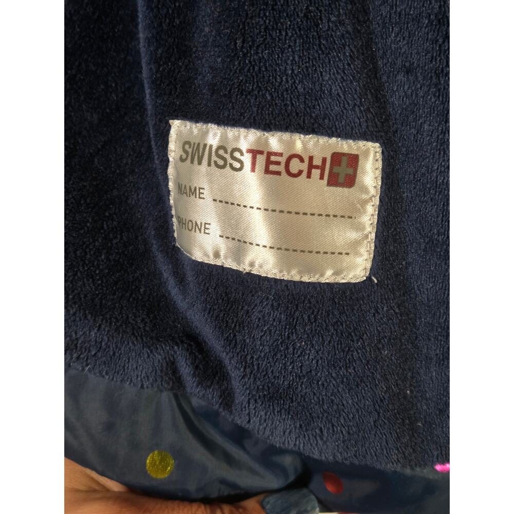 Swiss Tech Girls Lg Navy Blue Metallic Rainbow Polka Dot Puffer Jacket - Picture 4 of 6